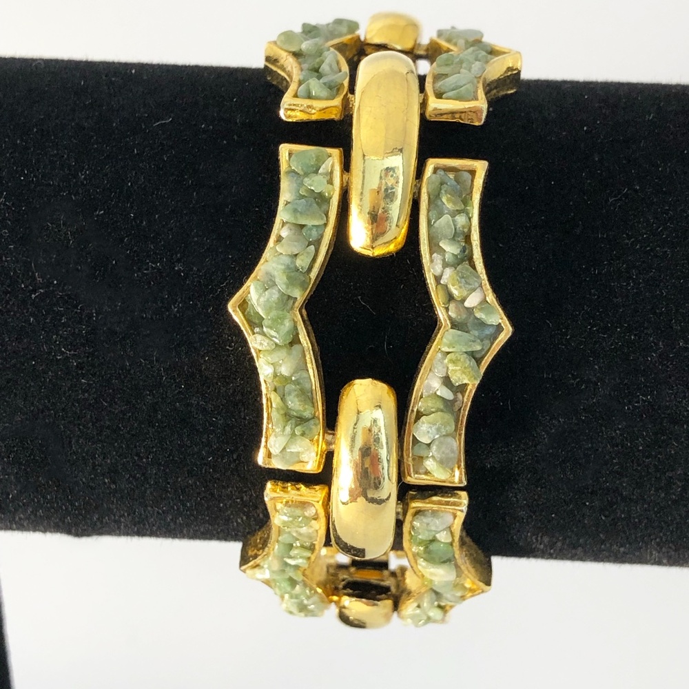 Gold Tone and Jade Stone Bracelet